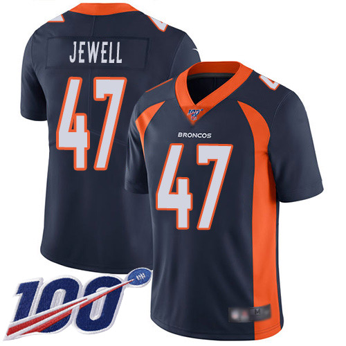 Men Denver Broncos 47 Josey Jewell Navy Blue Alternate Vapor Untouchable Limited Player 100th Season Football NFL Jersey